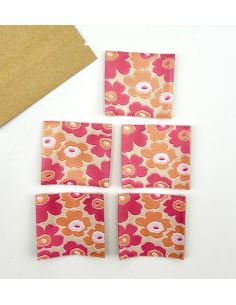 Conjunto de 5 etiquetas tecidas para costurar Flores vintage 2