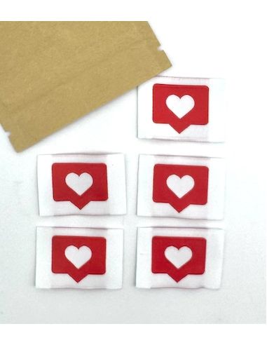 Conjunto de 5 etiquetas tecidas para costurar Like vermelho