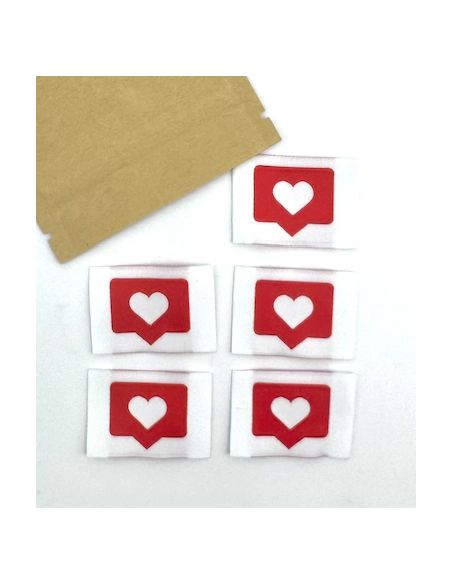 Conjunto de 5 etiquetas tecidas para costurar Like vermelho
