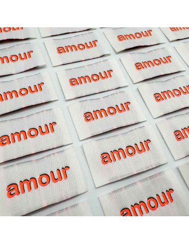 Conjunto de 5 etiquetas tecidas para costurar Amor - Fluo