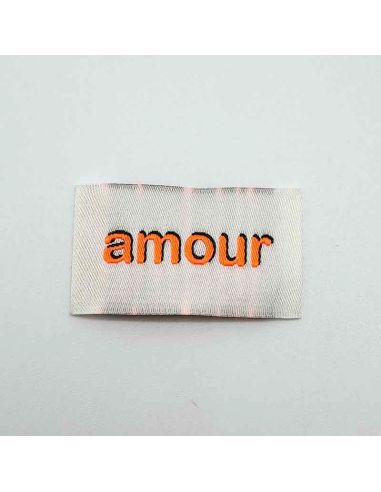 Conjunto de 5 etiquetas tecidas para costurar Amor - Fluo