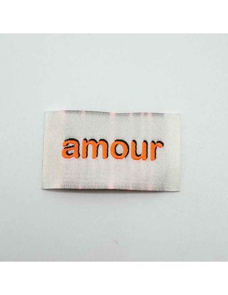 Conjunto de 5 etiquetas tecidas para costurar Amor - Fluo