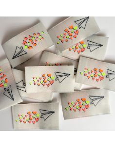 Conjunto de 5 etiquetas tecidas para costurar Love is in the air