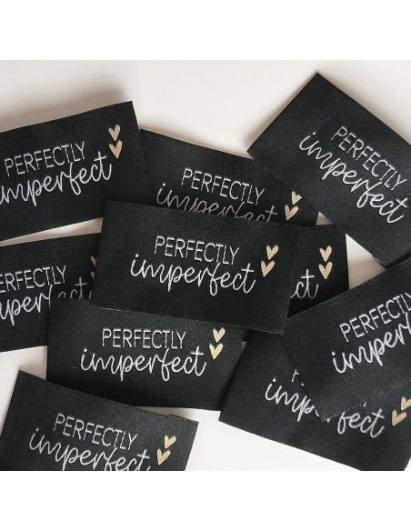 Conjunto de 5 etiquetas tecidas para costurar Perfectly imperfect