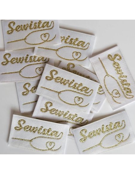 Conjunto de 5 etiquetas tecidas para costurar Sewista