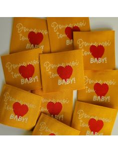 Conjunto de 5 etiquetas tecidas para costurar Donne moi ton coeur baby - Safran