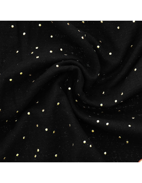 Tecido gaze dupla de algodão com mini bolinhas douradas - Preto