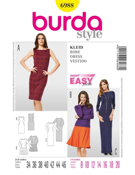 Molde de vestido - Burda 6988