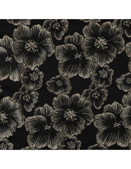 Tecido jacquard - Flores pretas