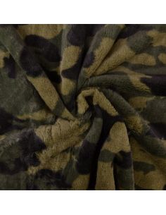 Tecido de pele falsa camuflado - Cáqui
