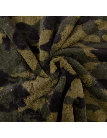 Tecido de pele falsa camuflado - Cáqui
