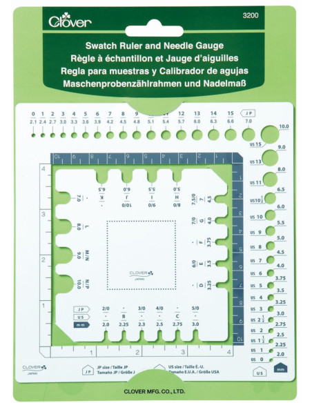 Régua de amostras e medidor de agulhas