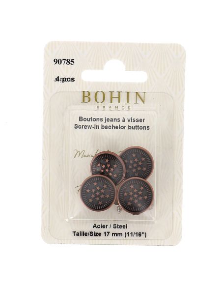 Caixa de 4 botões de jeans de parafusar 17 mm bronze Bohin