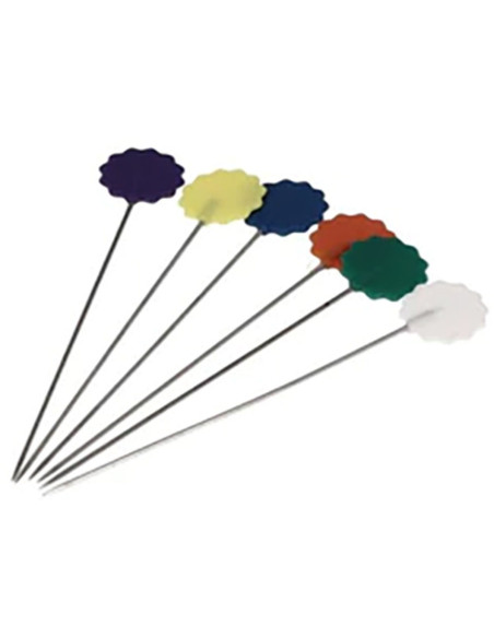 Caixa de 50 alfinetes de quilting com cabeça de flor de plástico Bohin