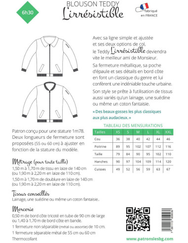 Molde de jaqueta masculina l'Irrésistible - Les BG