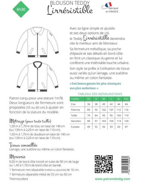 Molde de jaqueta masculina l'Irrésistible - Les BG