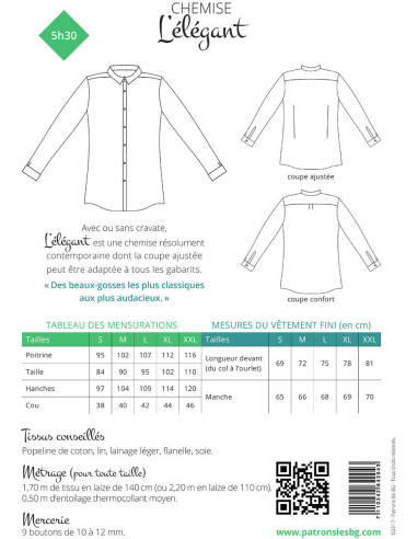 Molde de camisa masculina L'Élégant - Les BG