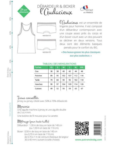 Padrão de boxer e regata para homem L'Audacieux - Les BG