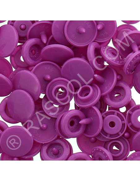 Pacote de 25 botões de pressão de resina KAM redondos - Roxo púrpura