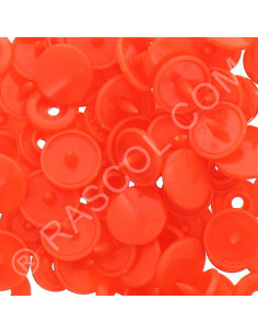 Pacote de 25 botões de pressão de resina KAM redondos - Laranja fluorescente