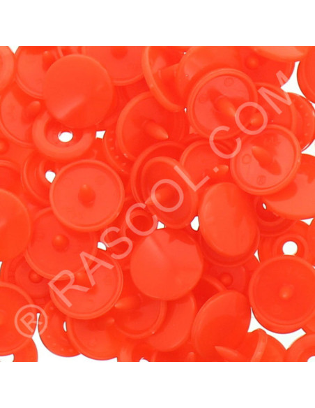 Pacote de 25 botões de pressão de resina KAM redondos - Laranja fluorescente