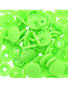 Pacote de 25 botões de pressão de resina KAM redondos - Verde fluorescente