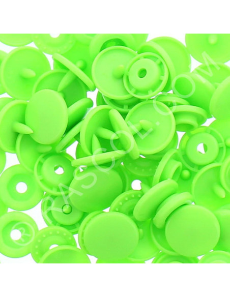 Pacote de 25 botões de pressão de resina KAM redondos - Verde fluorescente