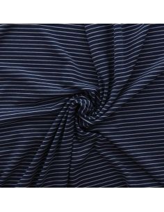 Tissu jersey gratté rayures fines - Bleu marine et gris