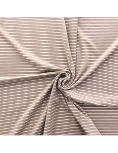 Tissu jersey gratté rayures fines - Beige et écru
