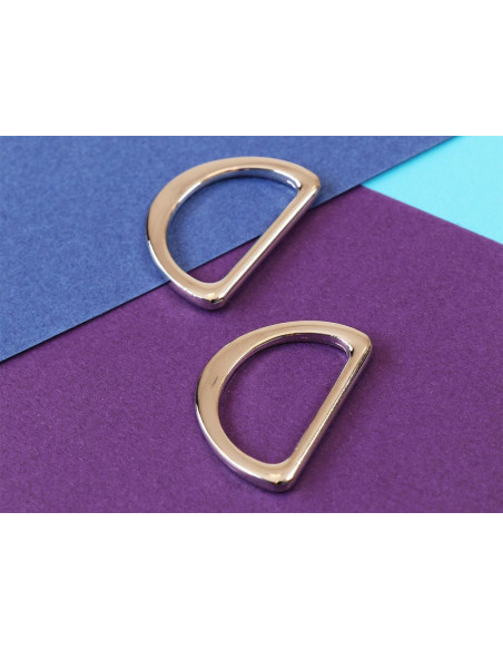 Conjunto de 2 anéis em D de 25 mm prateados