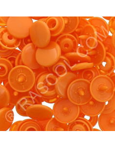 Saco de 25 botões de pressão de resina KAM redondos - Laranja