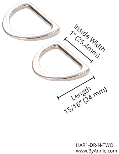 Conjunto de 2 anéis em D de 25 mm prateados