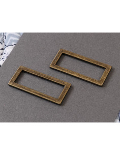 Conjunto de 2 fivelas retangulares 13 x 38 mm latão antigo