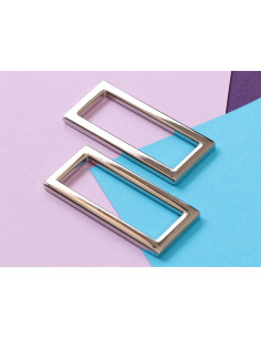 Conjunto de 2 fivelas retangulares 13 x 38 mm prata