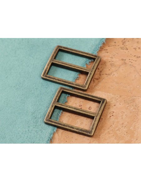 Conjunto de 2 fivelas deslizantes 28 x 25 mm latão antigo