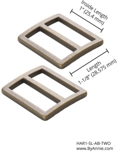 Conjunto de 2 fivelas deslizantes 28 x 25 mm latão antigo 2