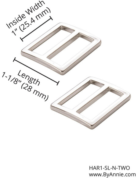 Conjunto de 2 fivelas deslizantes 28 x 25 mm prata