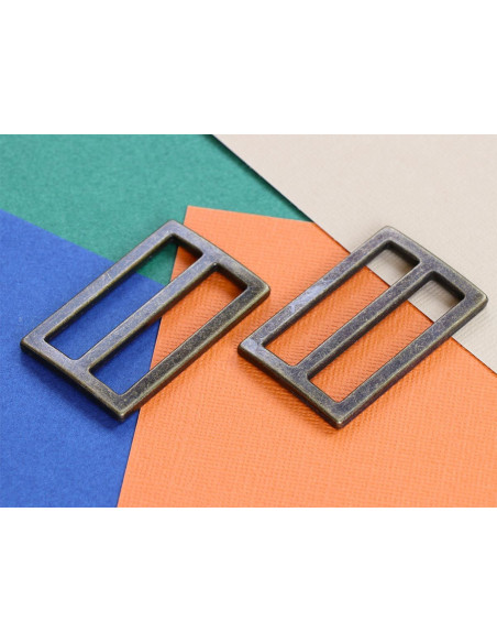 Conjunto de 2 fivelas deslizantes 22 x 38 mm latão antigo