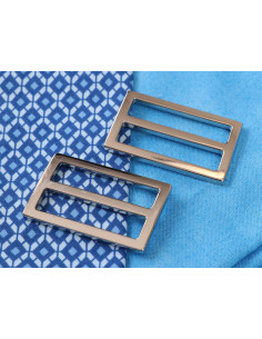 Conjunto de 2 fivelas deslizantes 22 x 38 mm prata