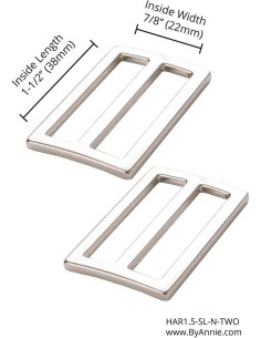 Conjunto de 2 fivelas deslizantes 22 x 38 mm prata 2
