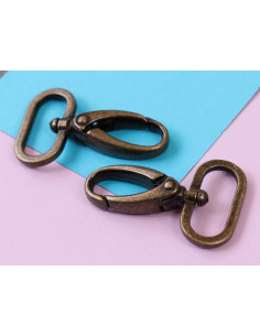 Conjunto de 2 mosquetões para fita de 25 mm latão antigo