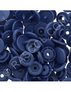 Pacote de 25 botões de pressão de resina KAM redondos - Azul jeans