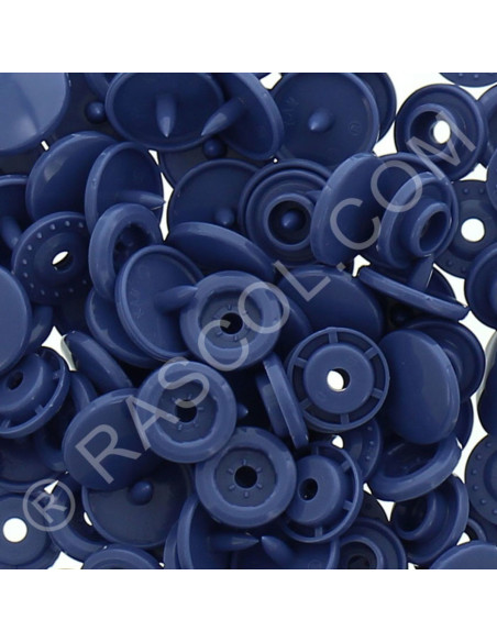 Pacote de 25 botões de pressão de resina KAM redondos - Azul jeans