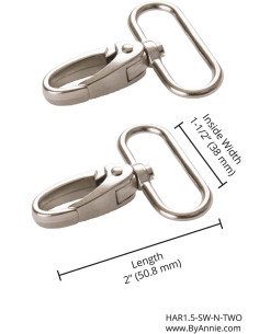 Conjunto de 2 mosquetões passante 38 mm prata 2