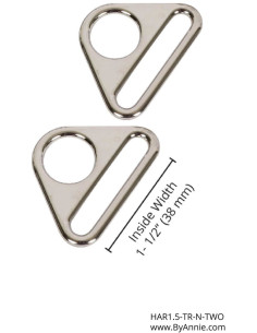 Conjunto de 2 anéis triangulares passantes 38 mm prata 2