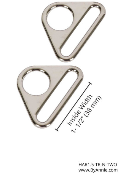 Conjunto de 2 anéis triangulares passantes 38 mm prata