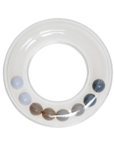 Anel chocalho transparente com pérolas 63 mm - Cinza