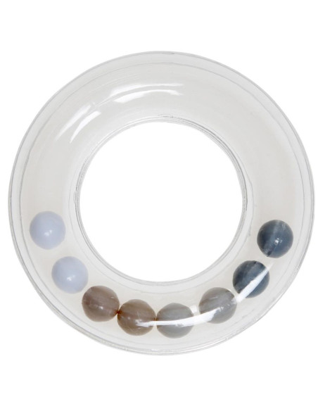 Anel chocalho transparente com pérolas 63 mm - Cinza