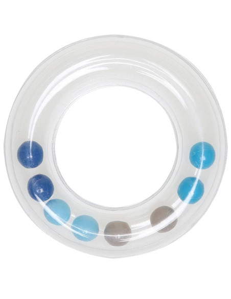 Anel chocalho transparente com pérolas 63 mm - Azul