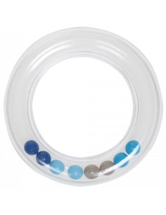 Anel chocalho transparente com pérolas 80 mm - Azul